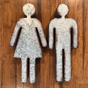 3D Metal Sign Male Female Gender Figure Pair